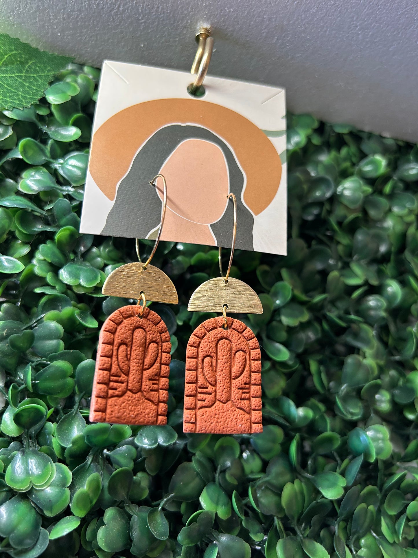 Boho cactus hoop earring