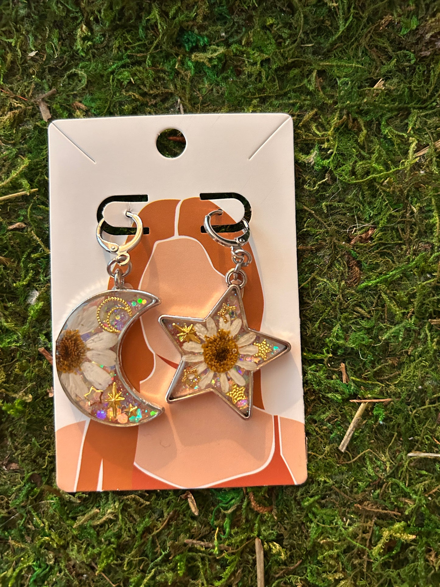 Star&moon earrings (glitter)