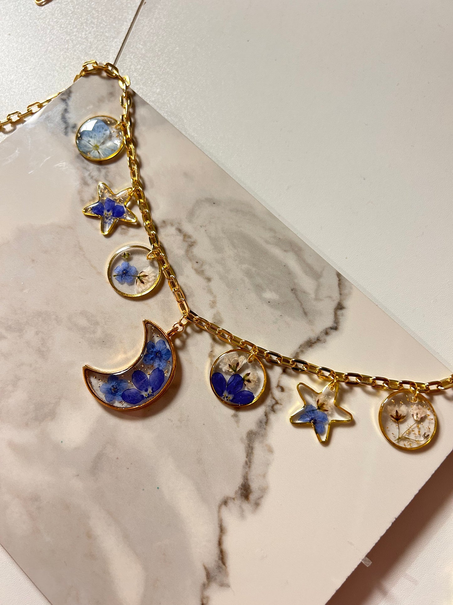 Blue moon charm necklace