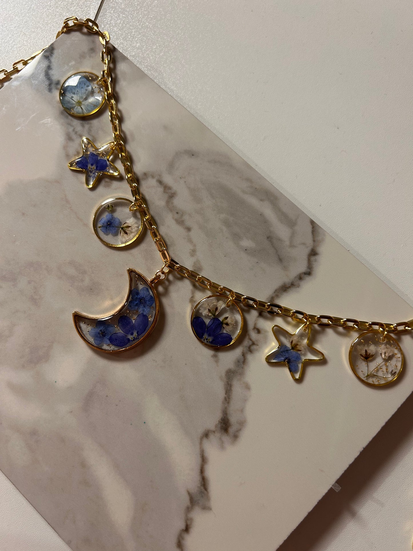 Blue moon charm necklace