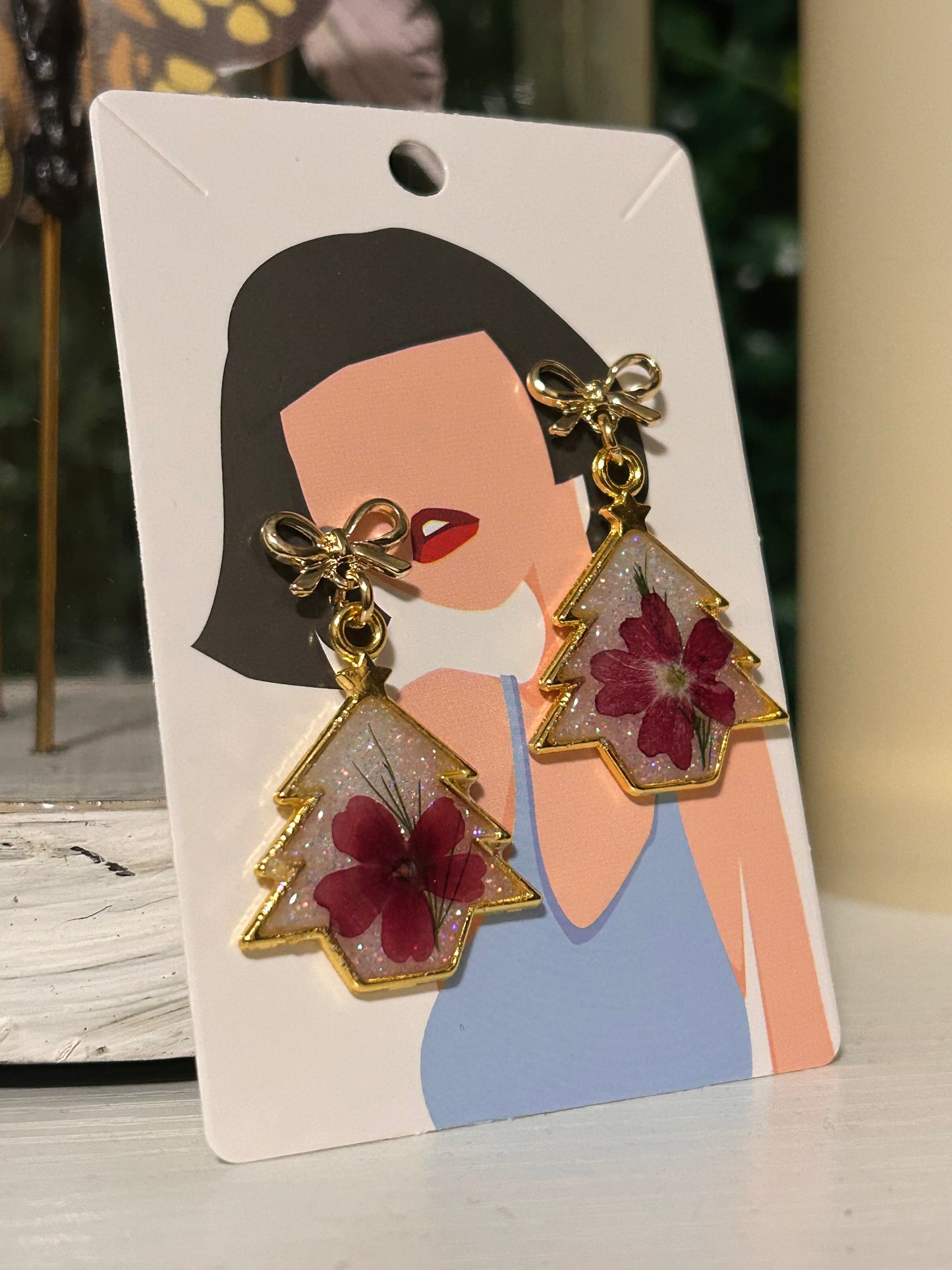 Holiday tree earrings