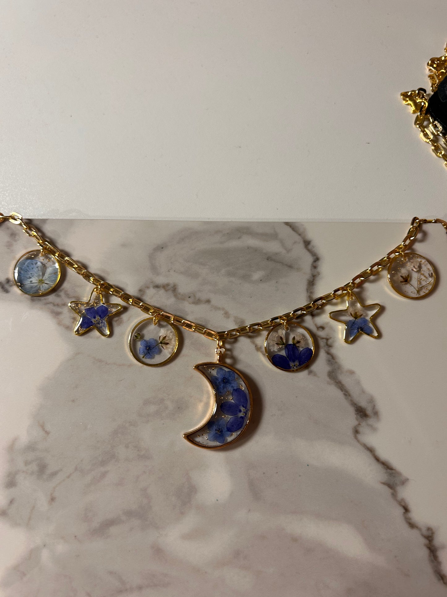 Blue moon charm necklace