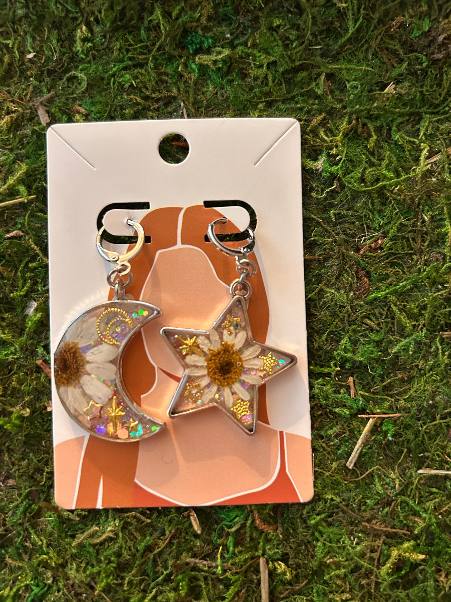 Star&moon earrings (glitter)