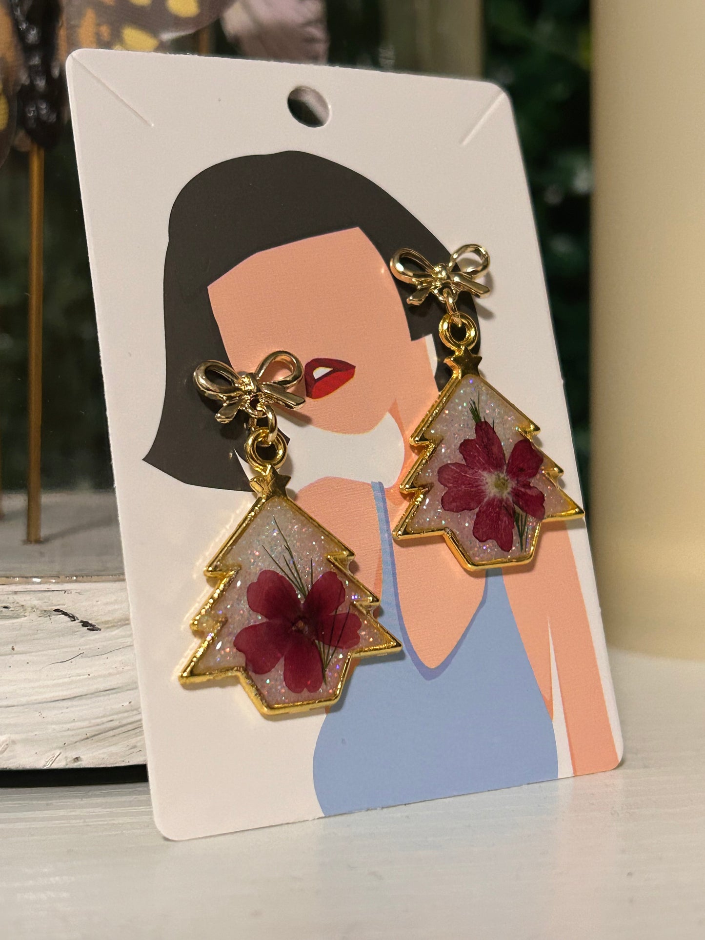 Holiday tree earrings