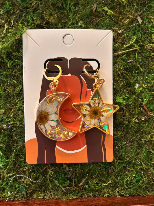 Star&moon earrings (glitter)