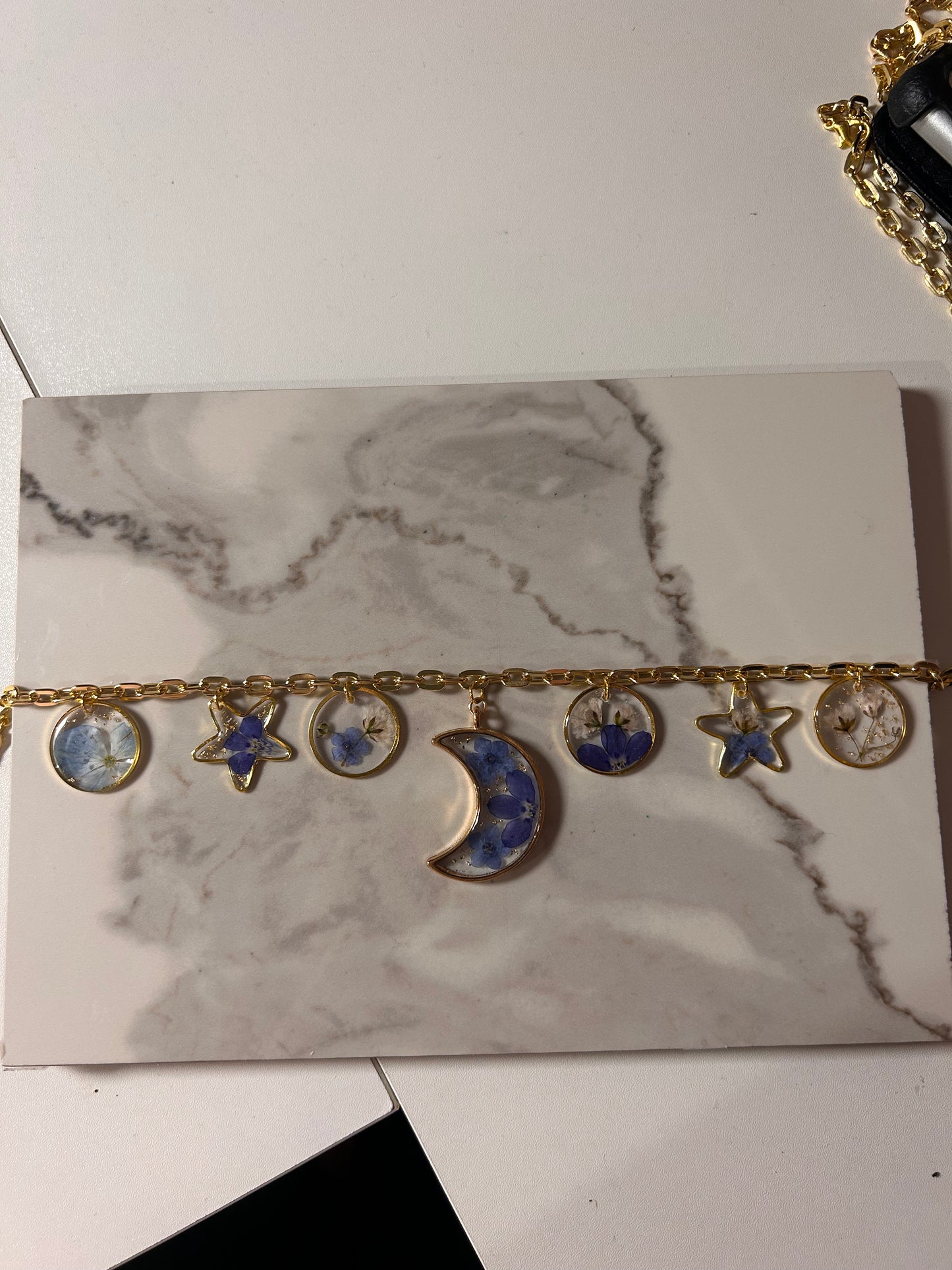 Blue moon charm necklace