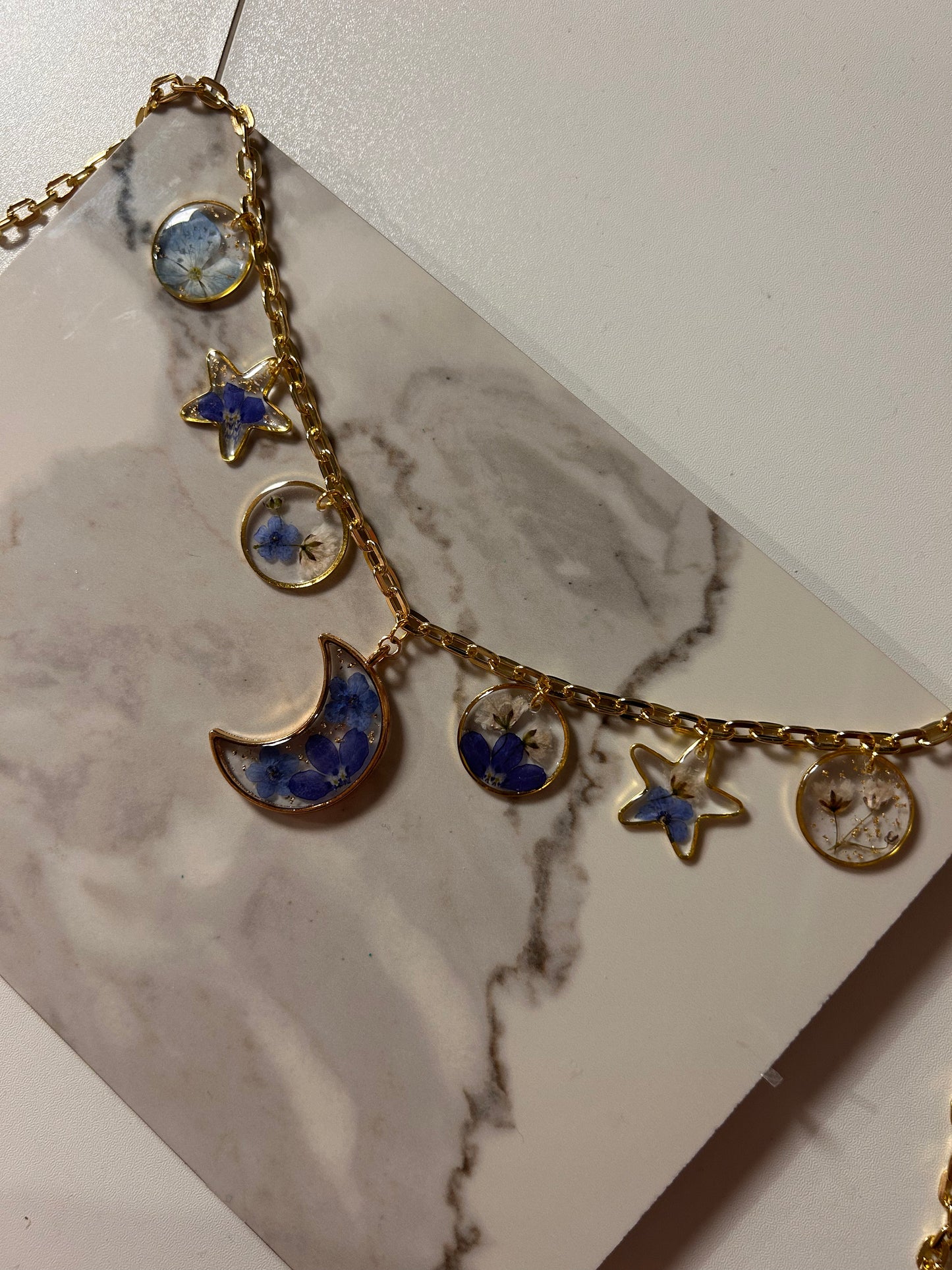 Blue moon charm necklace