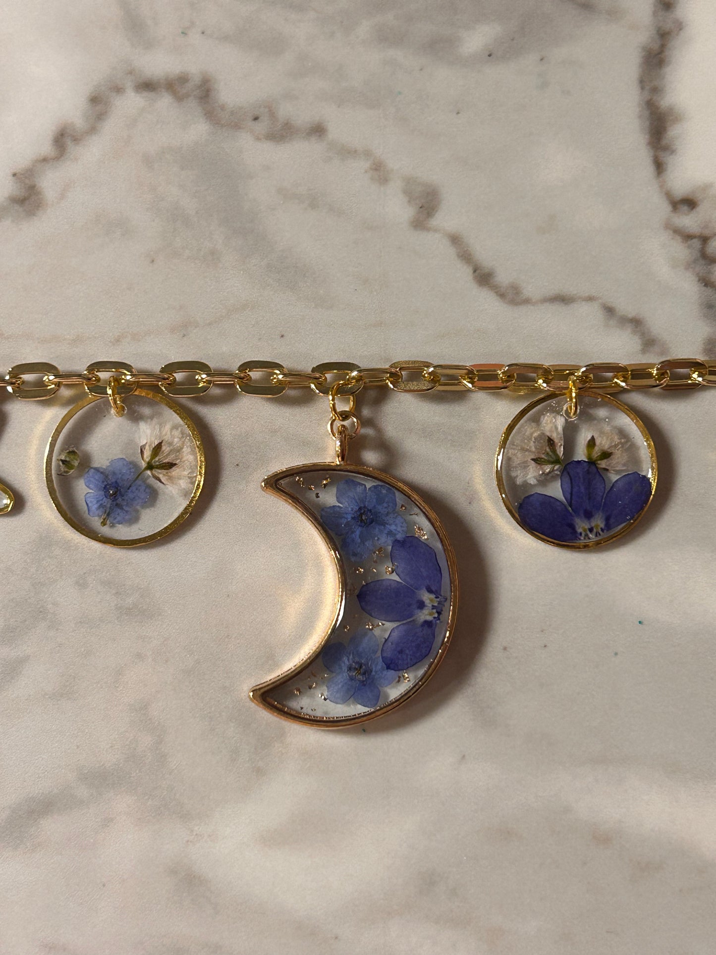 Blue moon charm necklace